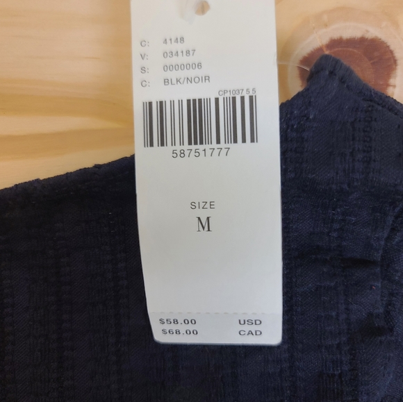 Anthropologie black long sleeve scoop neck Back. NWT - Picture 4 of 7